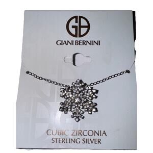 New With Tag Giani Bernini CZ & Pure Silver 925 Snowflake Necklace 16”